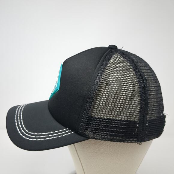 Roxy Snapback Mesh Back Trucker Hat Black One Size Logo Patch Outdoor - Picture 3 of 9